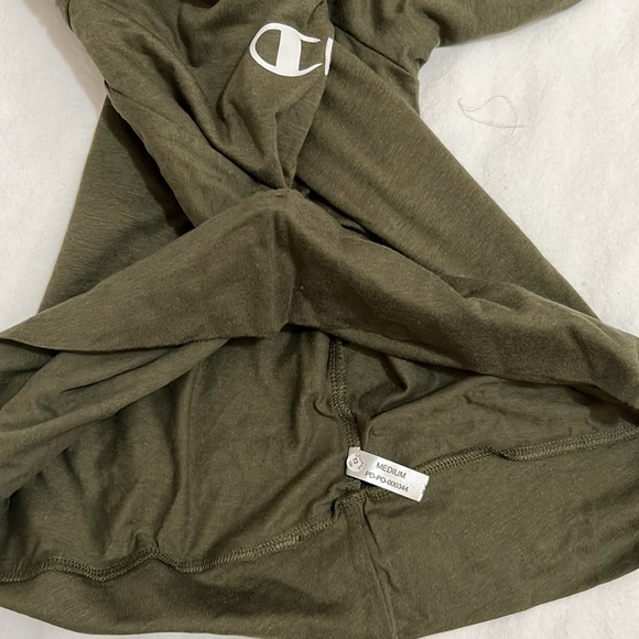 Champion Cotton Blend Long Sleeve Athletic Olive Green Tee - Picture 3 of 4